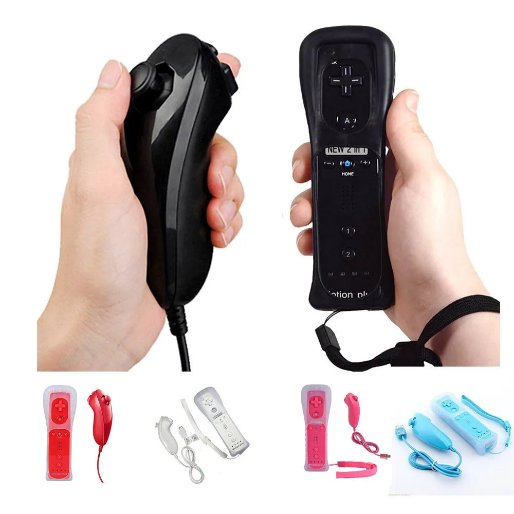 Wireless Gamepad Remote Controller built in Motion Plus + Nunchuck 2 in 1 For Nintend Wii Controller Joystick Silicone Case