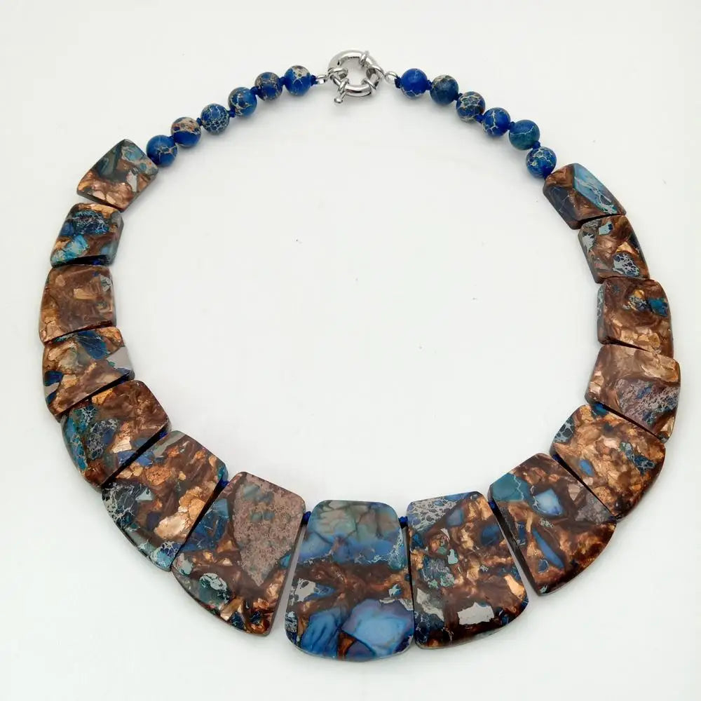 YYGEM 19''  Mixed Color Sea Sediment Imperial Jasper Graduated Necklace