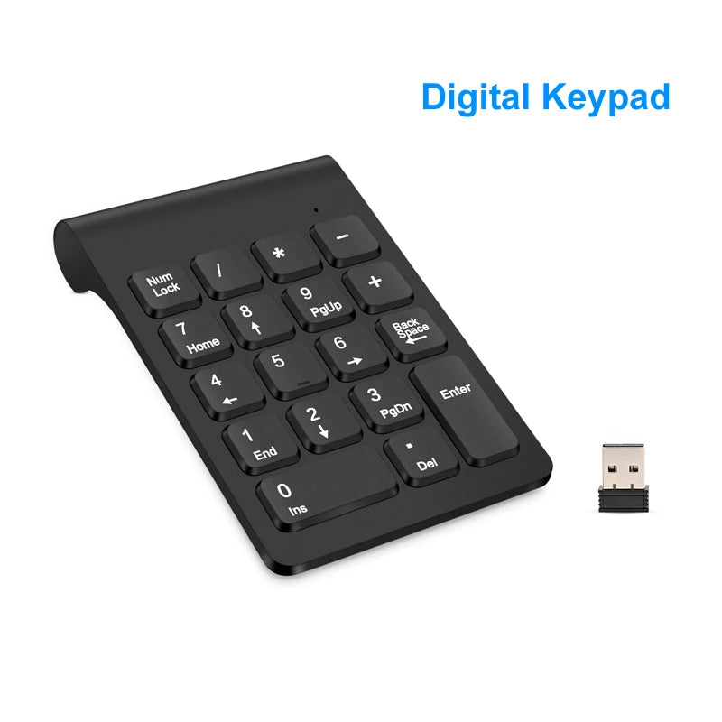 Lefon Wireless Numeric Keyboard 18 Keys Mini Digital Number Pad Keypad Accounting Bank Keypad Mouse Set For PC Laptop Notebook