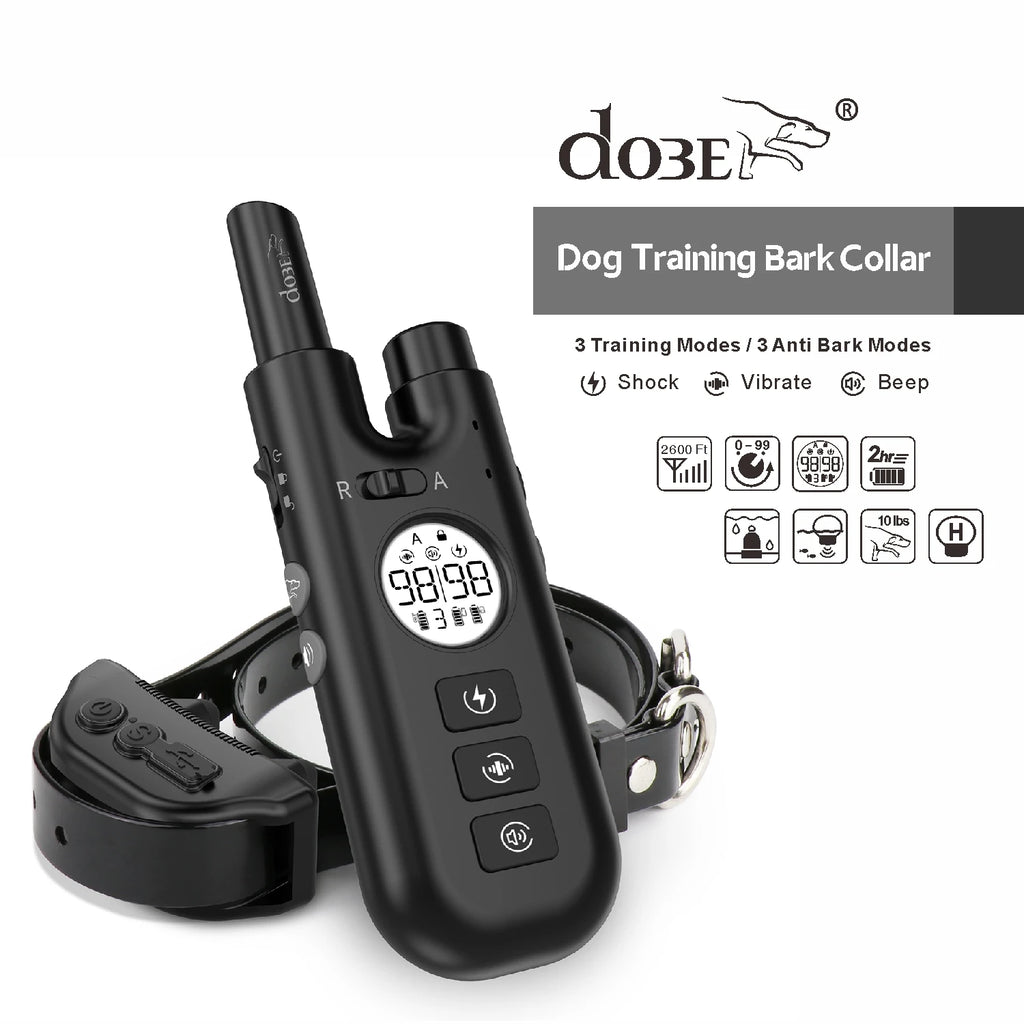 2 in 1 dog shock collar with 800m, rechargeable waterproof remote control electric dog training collar bark stop