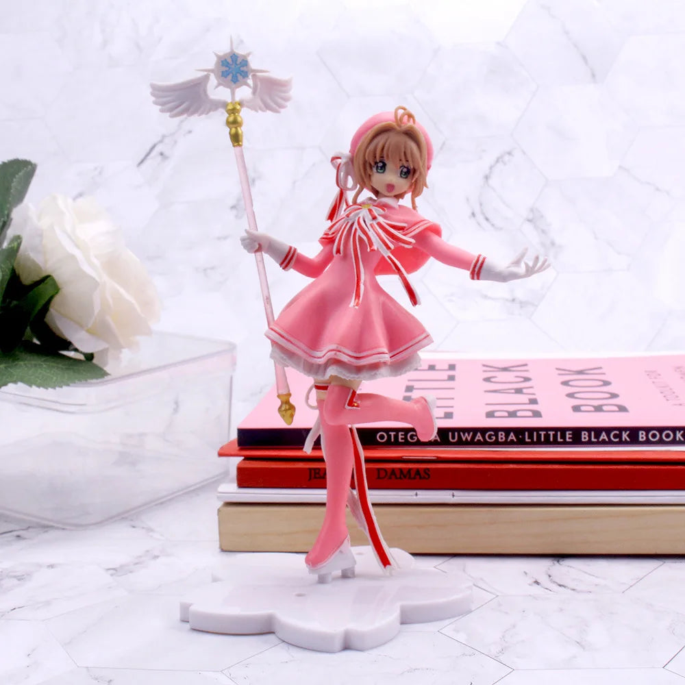 Anime Schöne Rosa Card Captor SAKURA Actionfiguren Modelle PVC Figur Modell Auto Kuchen Dekorationen Zauberstab Mädchen Spielzeug Geschenk