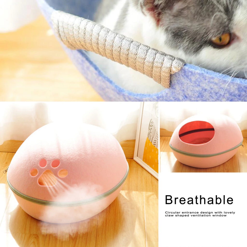 Hunde- und Katzenbett, Höhle, Schlafsack, Reißverschluss, Eierform, Filztuch, Haustierhaus, Katzenkorb, Produkte für Katzen, Tierbedarf auf Lager