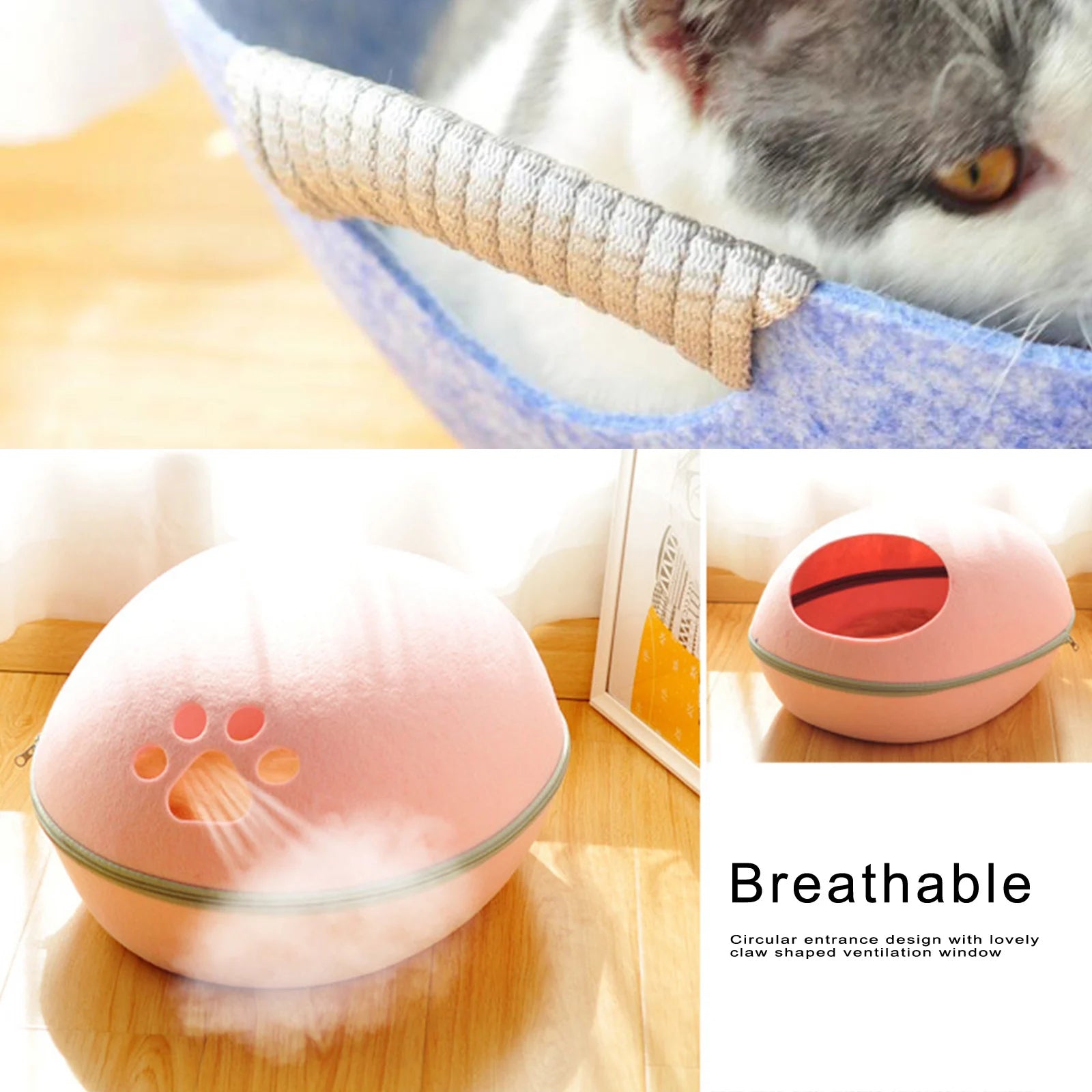 Hunde- und Katzenbett, Höhle, Schlafsack, Reißverschluss, Eierform, Filztuch, Haustierhaus, Katzenkorb, Produkte für Katzen, Tierbedarf auf Lager