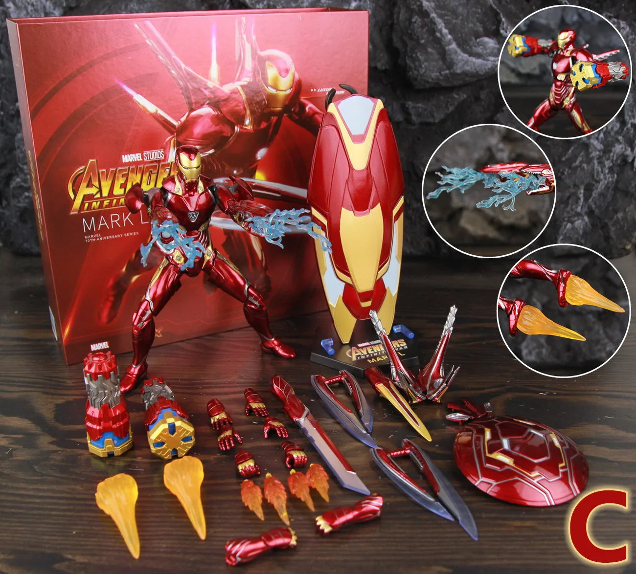 ZD Toys Deluxe Ironman Mark L 50 MK50 Nano Armor Weapons 7" Action Figure LED Light Platform Tony Stark Infinity War Model Doll