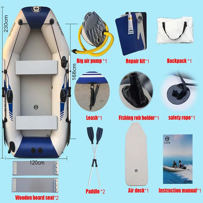 Solarmarine B230-3 PVC-Schlauchboot, Fischerboot, Rennkajak, Kanu mit kostenlosem Zubehör für Wassersport im Freien, 3 Personen
