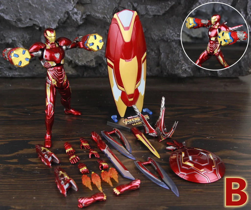 ZD Toys Deluxe Ironman Mark L 50 MK50 Nano Armor Weapons 7" Action Figure LED Light Platform Tony Stark Infinity War Model Doll