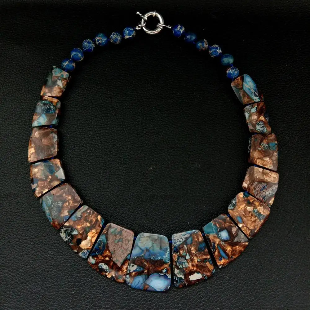 YYGEM 19''  Mixed Color Sea Sediment Imperial Jasper Graduated Necklace