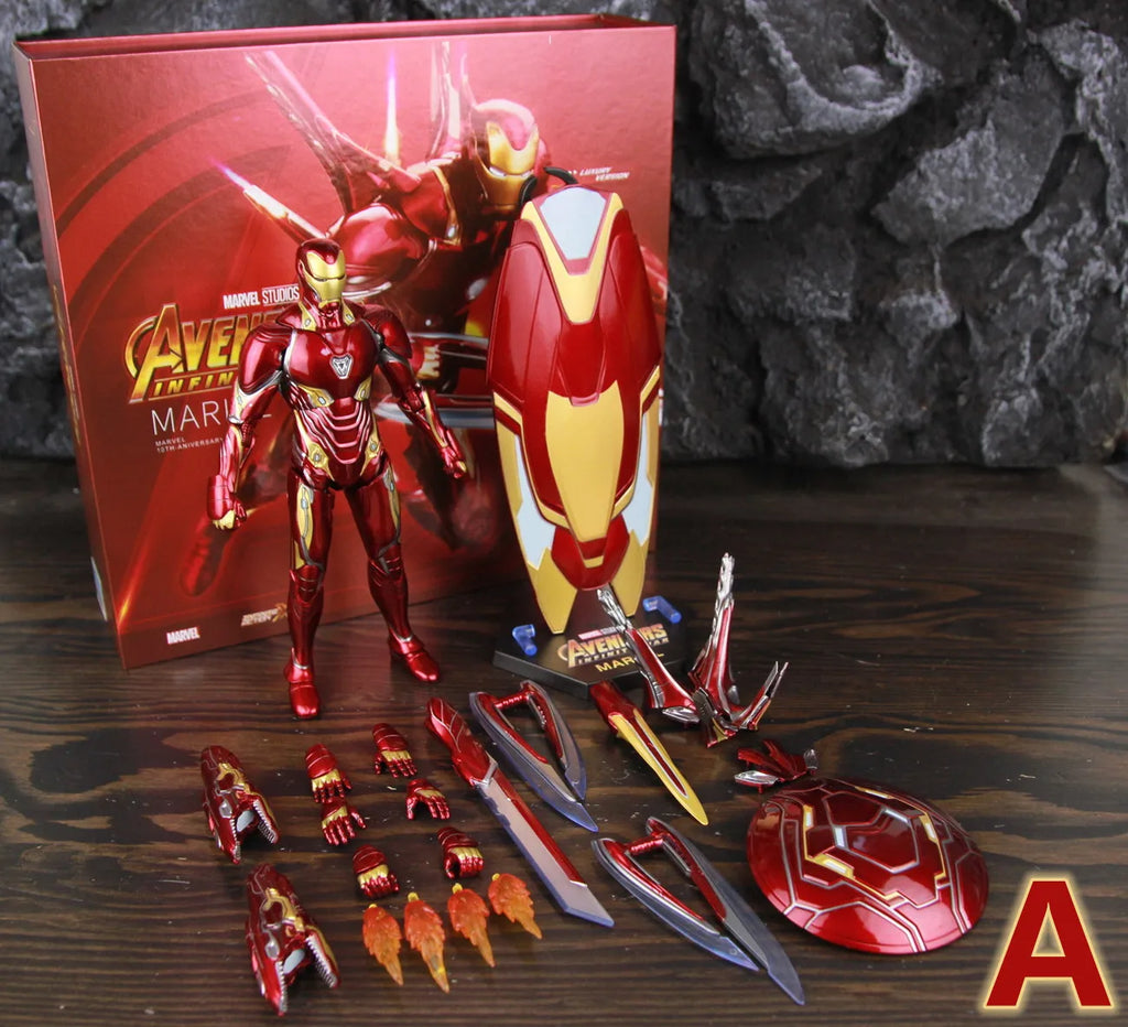 ZD Toys Deluxe Ironman Mark L 50 MK50 Nano Armor Weapons 7" Action Figure LED Light Platform Tony Stark Infinity War Model Doll