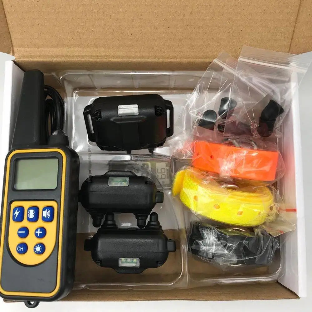800M Hundetrainingshalsband mit Fernbedienung, Piepton, Vibration, Schock, Vibration, wiederaufladbar, wasserdicht, Haustiertrainer, Anti-Bell-Stopp für 3 Hunde