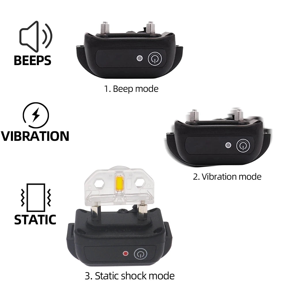 1000 m wasserdichtes Hundeerziehungshalsband, wiederaufladbar, Antibellkontrolle mit akustischem Signal, Vibrationsalarm und Schockempfänger, 40 % Rabatt