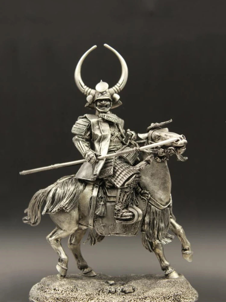 Sengoku Era Fukushima Masanori Samurai Figurine Japan Tin Metal Soldier Bravely Fighting at Sekihara Battle Field Collectible