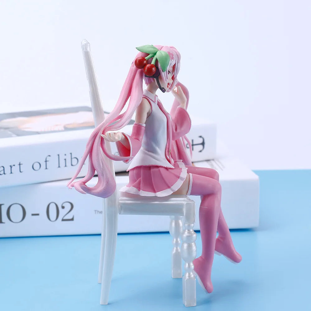 New Japanese Anime sakura miku Figure Sexy Character Ornaments  chair Kawai Car Decoration Collectible Model  Birthday Gift