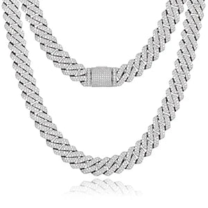 14mm S925 Sterling Silver VVS1 Moissanite Diamond Cuban Link Chain Necklace For Men Hip Hop Jewelry Miami Unisex Party Gift