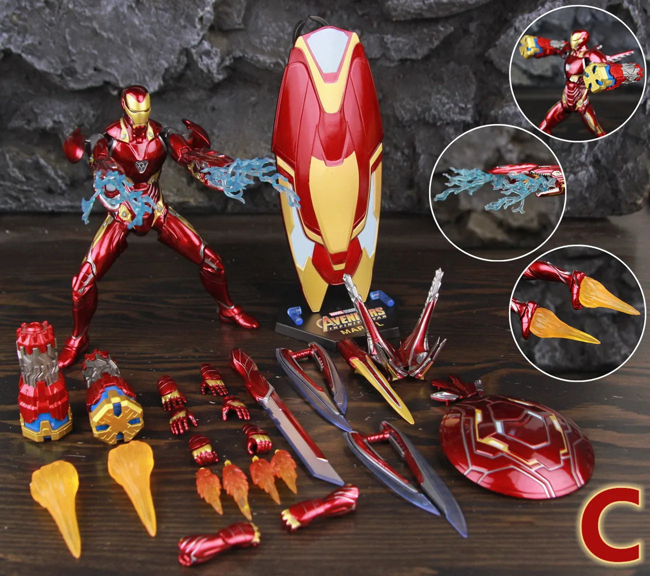 ZD Toys Deluxe Ironman Mark L 50 MK50 Nano Armor Weapons 7" Action Figure LED Light Platform Tony Stark Infinity War Model Doll