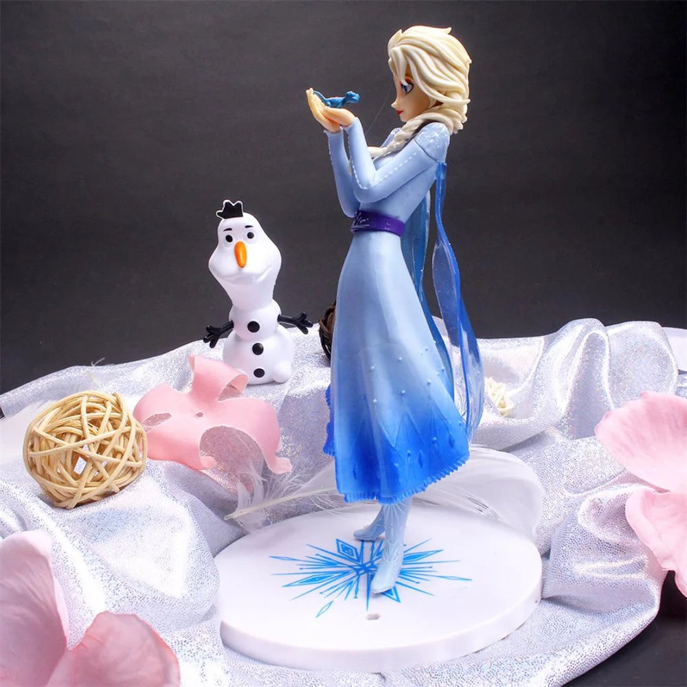 Disney Frozen 2 Snow Queen Elsa princess  PVC Action Figures holding fire dragon in hand Anime Dolls Toys For kid chrismas Gift