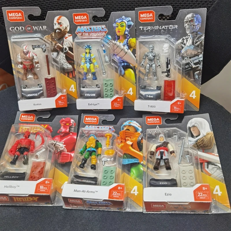 heroes Evil-Lyn Kratos Ezio Hellboy T-800 Man-At-Arms Mega Construx 6 figures