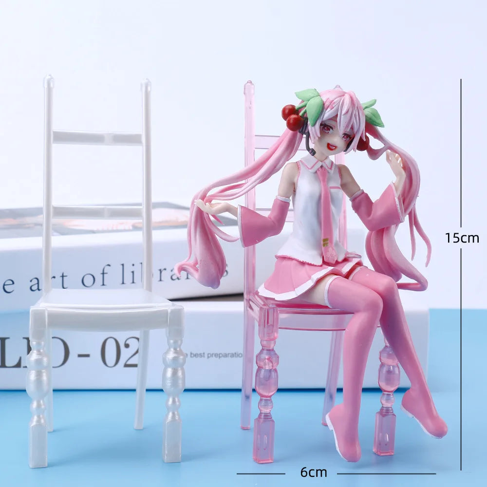 New Japanese Anime sakura miku Figure Sexy Character Ornaments  chair Kawai Car Decoration Collectible Model  Birthday Gift