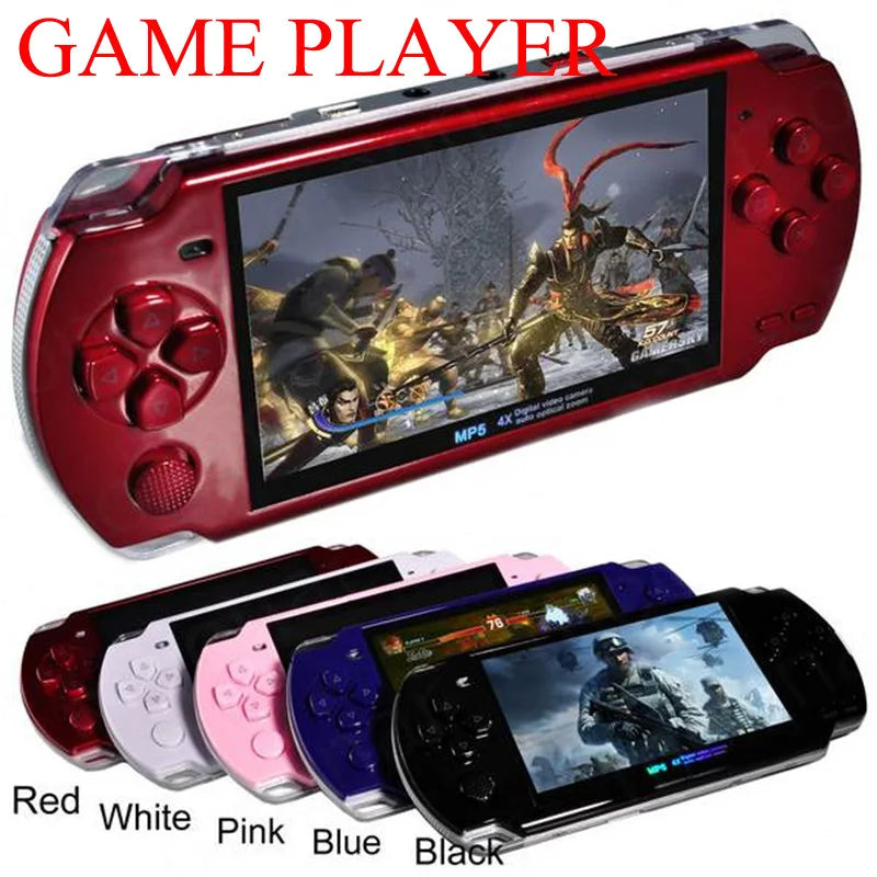 Neue handheld Spielkonsole 4,3 zoll bildschirm mp4 player MP5 spiel player echte 8GB unterstützung für psp spiel, kamera, video, e-boo