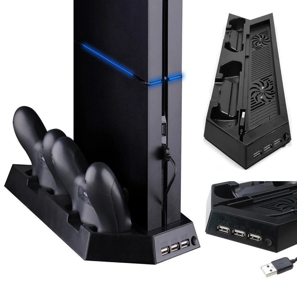 All-In-One-Kühlstation mit zwei Kühlerlüftern, vertikaler Ständer mit 2 Controller-Ladedockstationen für PlayStation 4 für PS4