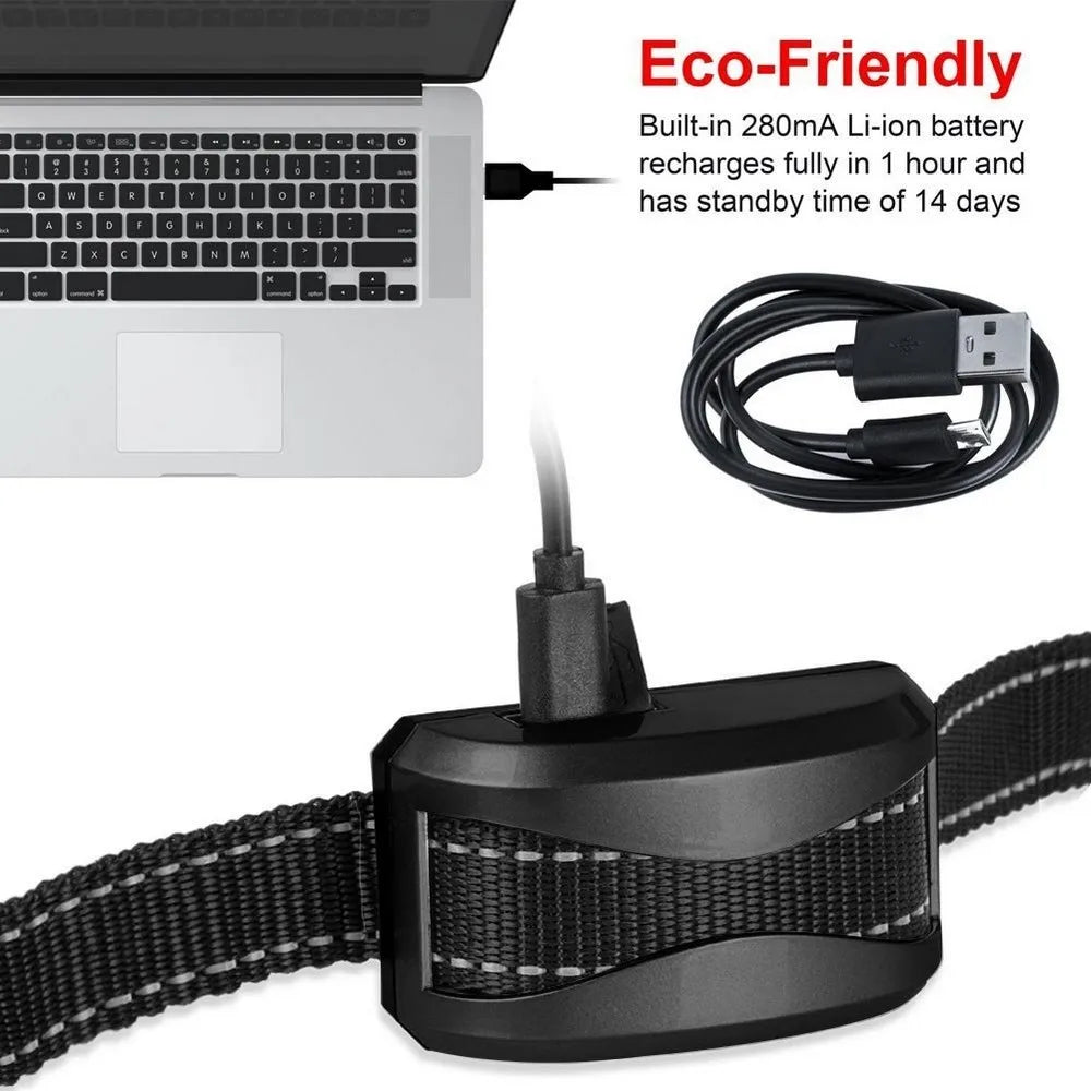Antibellhalsband für Hunde, wasserdicht, wiederaufladbar, mit Ton-, Schock- und Vibrationsfunktion (0-7 Stufen einstellbar), automatischer Bellstopp-Funktion