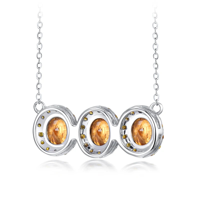 LOVERJEWELRY Halskette mit Anhänger für Mädchen, natürlicher Edelstein, Schmuck, reines 18 Karat Weißgold, gelber Saphir, Diamant-Anhänger für Frauen, Geschenk