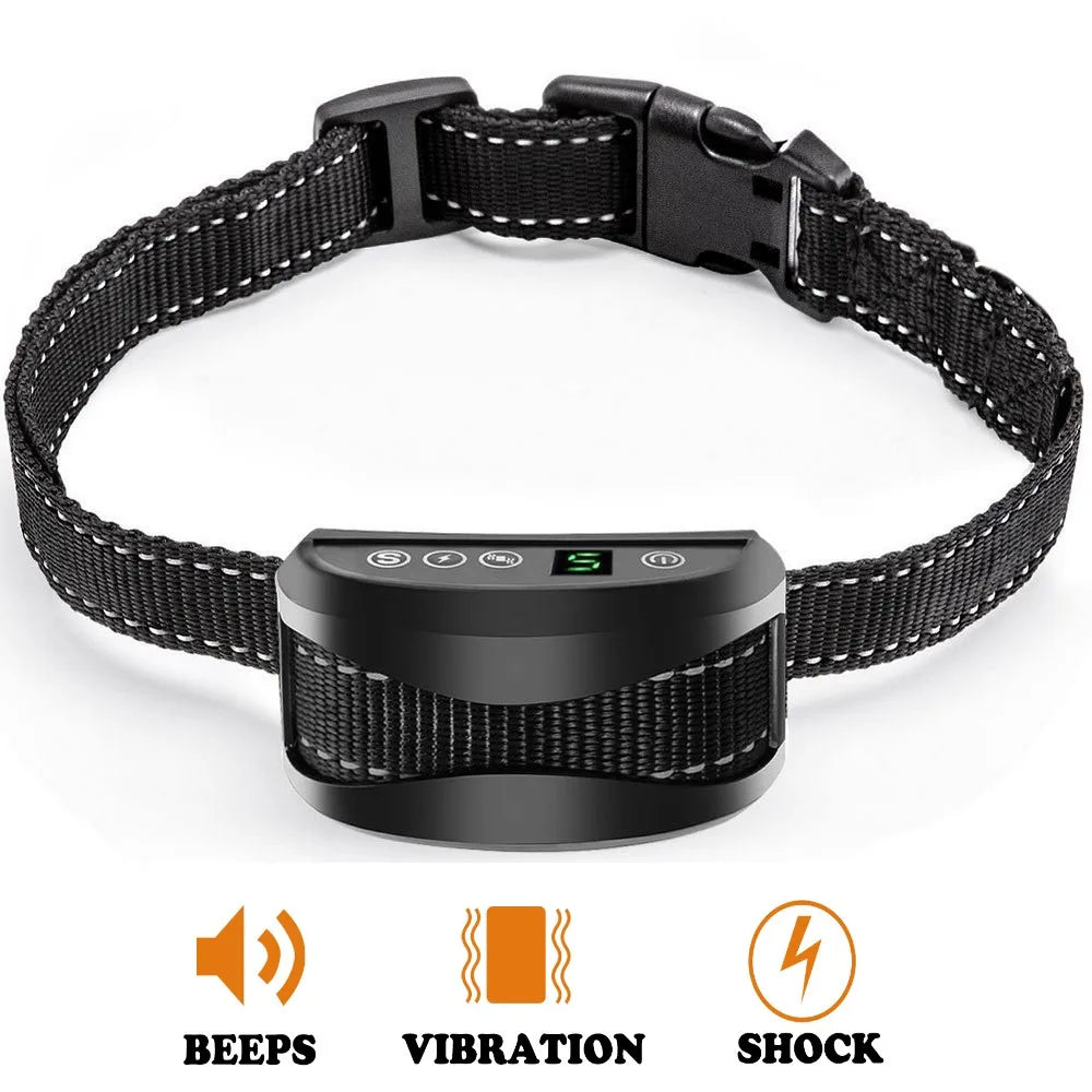 Antibellhalsband für Hunde, wasserdicht, wiederaufladbar, mit Ton-, Schock- und Vibrationsfunktion (0-7 Stufen einstellbar), automatischer Bellstopp-Funktion