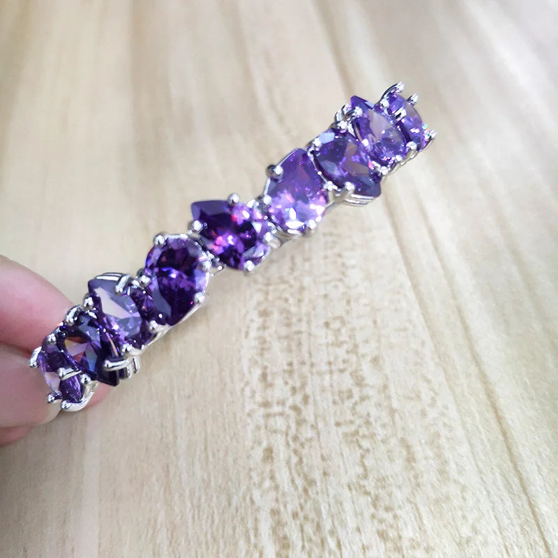Luxury Charm Natural Amethyst Bracelets Bangles for Women S925 Silver Trendy Fine Jewelry Anniversary Engagement Party Gifts