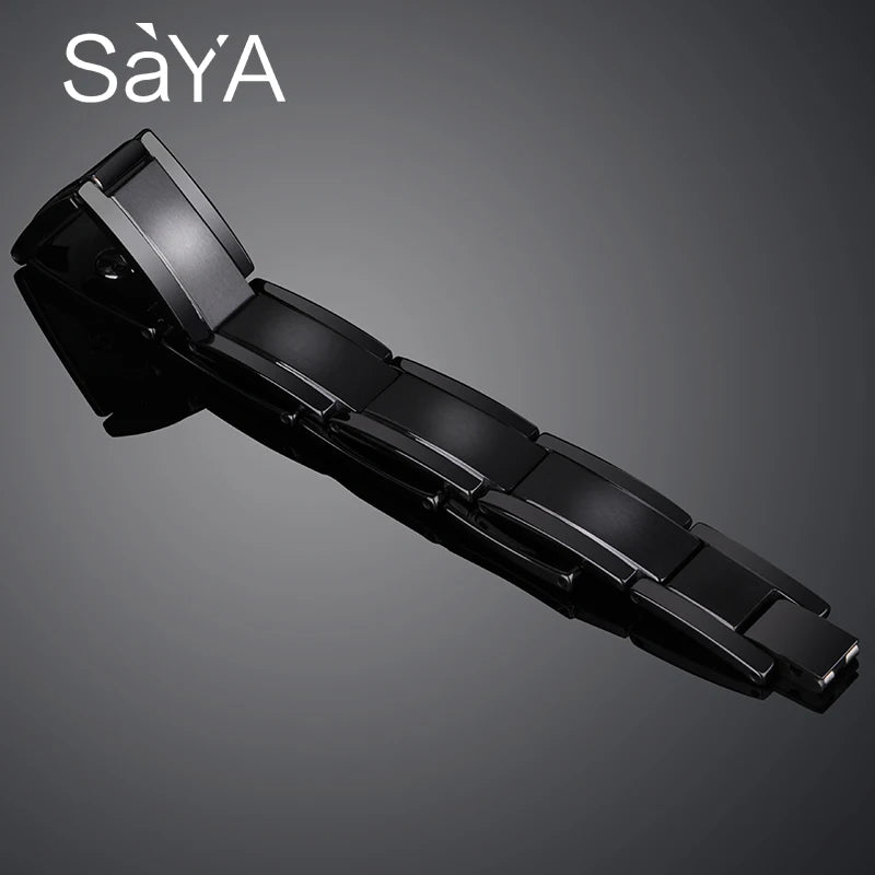 12mm Width Black PlatingTungsten Carbide Bracelet for Men Jewelry Matte Finished Inlay Magnetic Stone, Customized