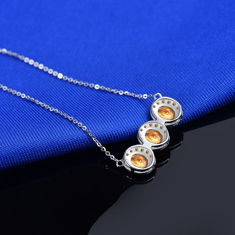 LOVERJEWELRY Halskette mit Anhänger für Mädchen, natürlicher Edelstein, Schmuck, reines 18 Karat Weißgold, gelber Saphir, Diamant-Anhänger für Frauen, Geschenk