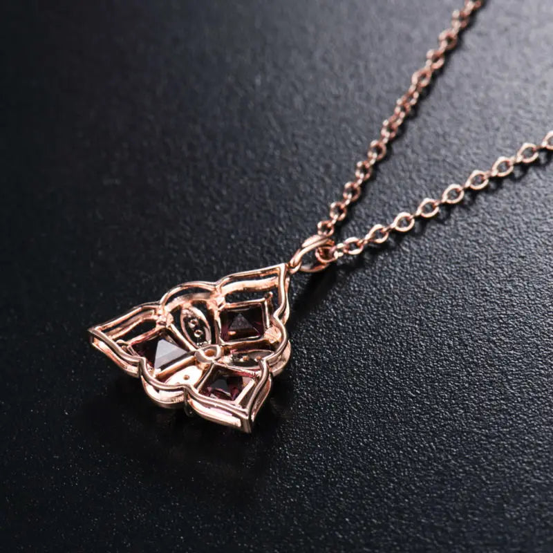 LOVERJEWELRY Lovely Flower Design 18Kt Rose Gold Diamonds Pink Tourmaline Pendants for Girl Jewelry Gift WP066