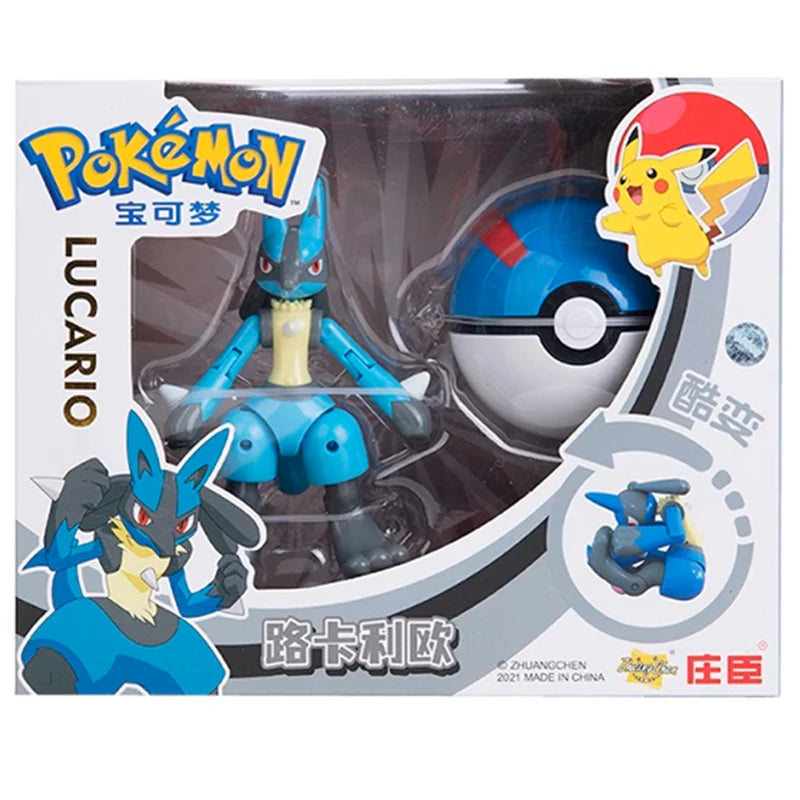 New Pokemon Figures Genuine Original Box Pikachu Charizard Greninja Pocket Monster Pokeball Action Deformation Model Toys Gift