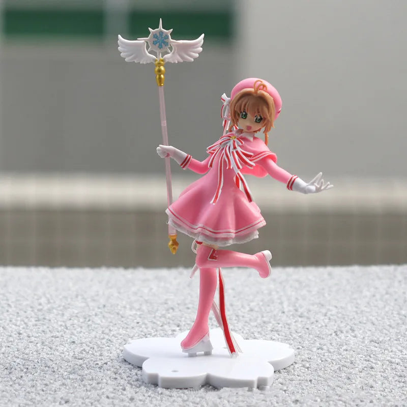 Anime Schöne Rosa Card Captor SAKURA Actionfiguren Modelle PVC Figur Modell Auto Kuchen Dekorationen Zauberstab Mädchen Spielzeug Geschenk