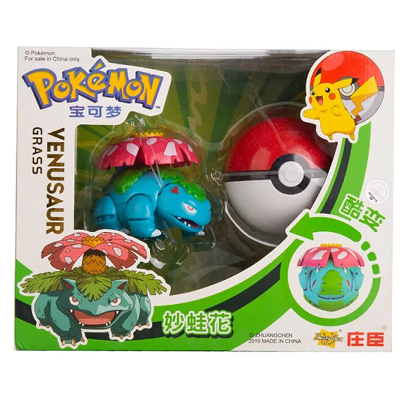 New Pokemon Figures Genuine Original Box Pikachu Charizard Greninja Pocket Monster Pokeball Action Deformation Model Toys Gift