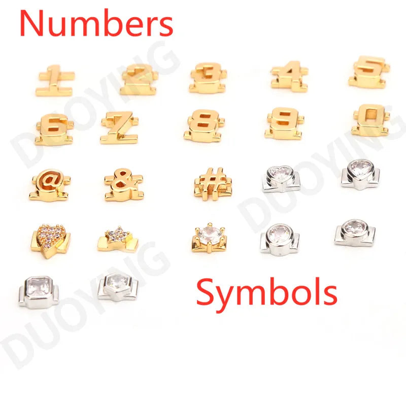 Duoying DIY Slider Charms Armreifen Benutzerdefinierte Namensarmbänder Armreif Zirkonia Buchstaben Geburt Sternzeichen Personalisierte Armreifen Namensarmreifen