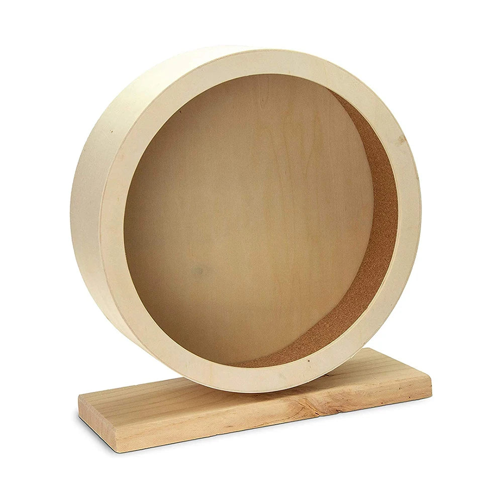 Hamster Roller Round Wheel Natural Wood Silent Toy Guinea Pig Cage Practical Wooden Mute Roller Hamster Running Disc