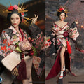 Auf Lager SET052 1/6 Japanische Geisha Oiran Japanische Sengoku Kopfskulptur Kimono Kostüm Kleidung Set Modell für 12'' Körper