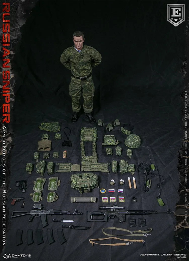 For Collection DAMTOYS 78078 1/6 Scale RUSSIAN SNIPER 12'' Male Soldier Action Figure Model Body Full Set Toys for Fans Gifts