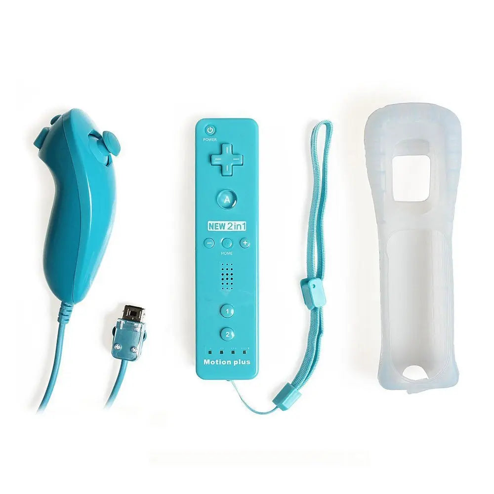 Wireless Gamepad Remote Controller built in Motion Plus + Nunchuck 2 in 1 For Nintend Wii Controller Joystick Silicone Case