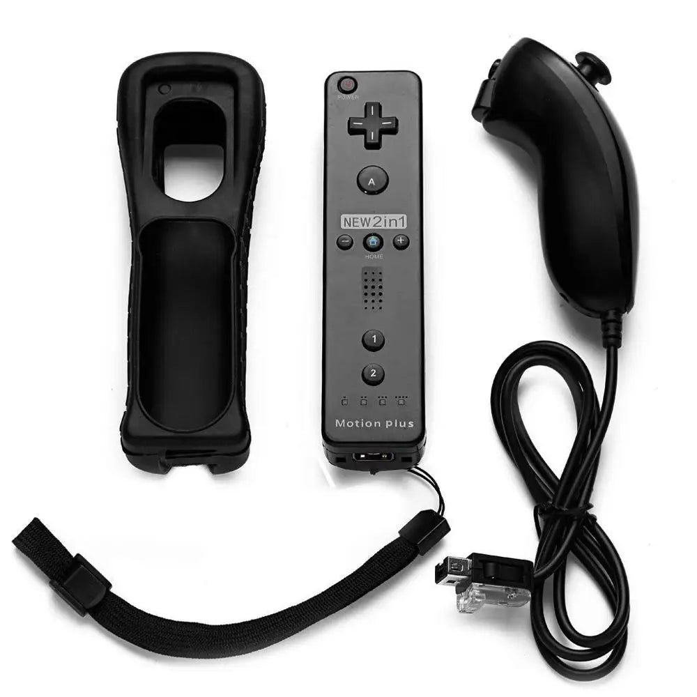 Wireless Gamepad Remote Controller built in Motion Plus + Nunchuck 2 in 1 For Nintend Wii Controller Joystick Silicone Case