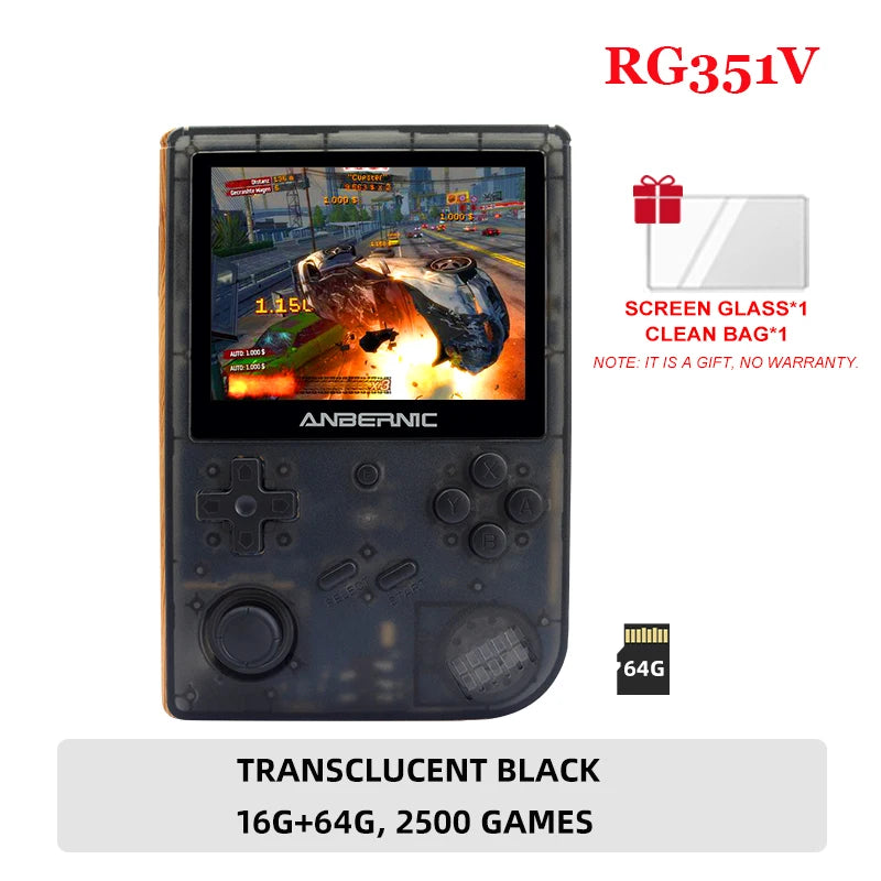 ANBERNIC RG351V Handheld Game Player IPS Screen 64G Card 2500 Classic Games RK3326 Open Source Retro Portable Game Console Gifts