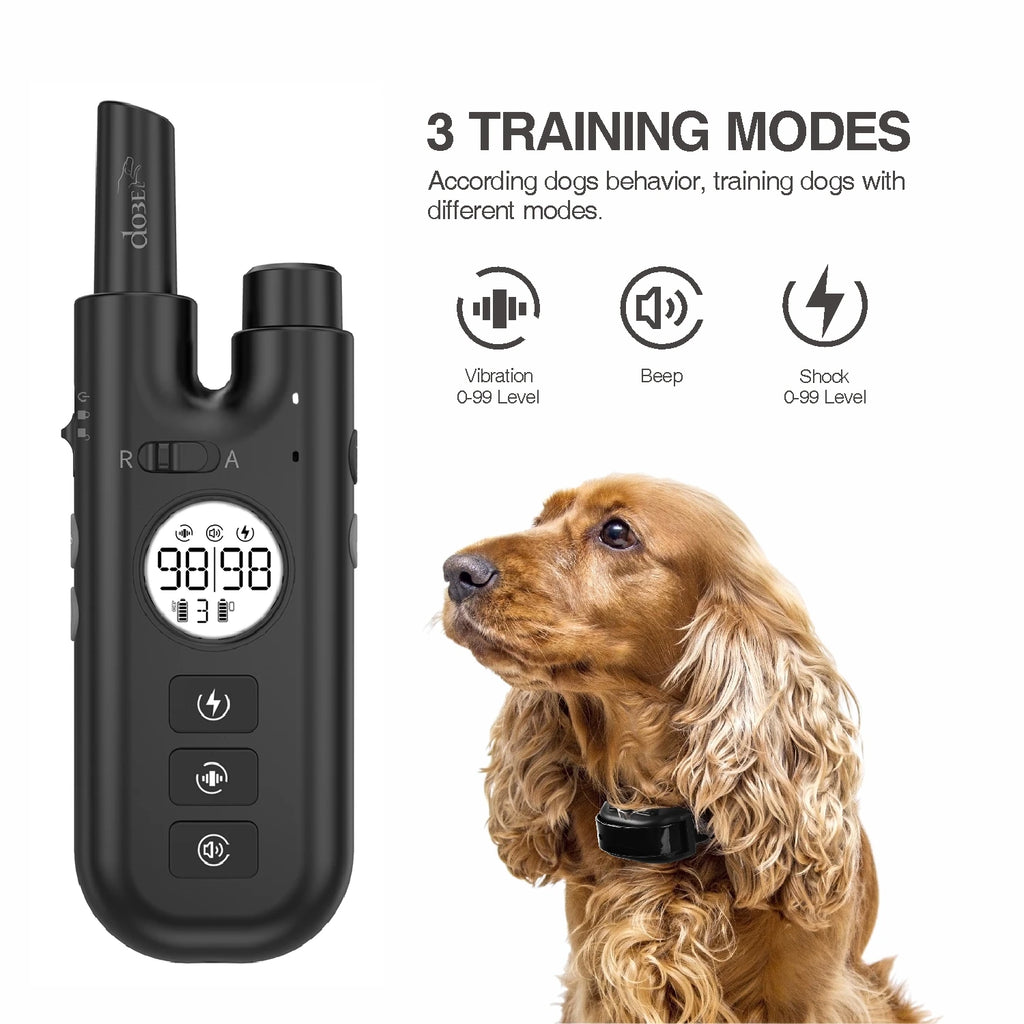 2 in 1 dog shock collar with 800m, rechargeable waterproof remote control electric dog training collar bark stop