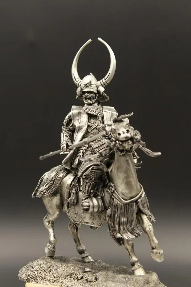 Sengoku Era Fukushima Masanori Samurai Figurine Japan Tin Metal Soldier Bravely Fighting at Sekihara Battle Field Collectible