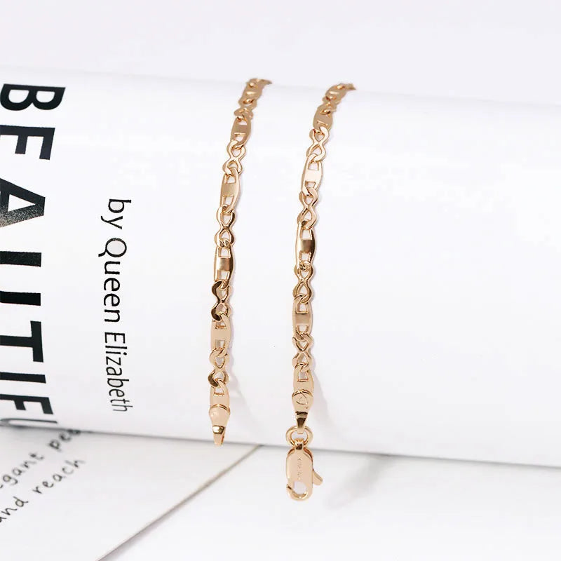 MxGxFam (45 cm x 3 mm) Mode vergoldet 18 Karat Chian Halskette Schlank Schmuck für Frauen Männer Schmuck