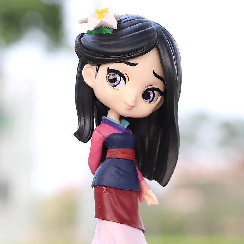 Miniso 14cm Q Posket Princess Mulan Figure Model Toys Cake Figure Animation Model Dolls Gifts home decor birthday party