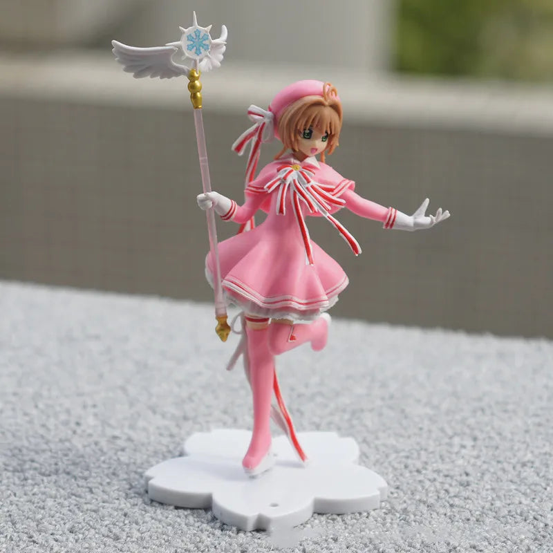 Anime Schöne Rosa Card Captor SAKURA Actionfiguren Modelle PVC Figur Modell Auto Kuchen Dekorationen Zauberstab Mädchen Spielzeug Geschenk
