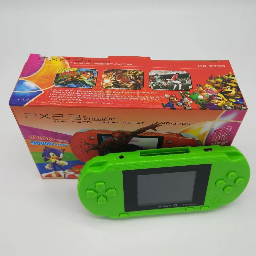 3'' Portable 16 Bit Retro PXP3 Slim Station Video Games Player Handheld Game Console 2pcs Game Card built-in 150 Classic Games