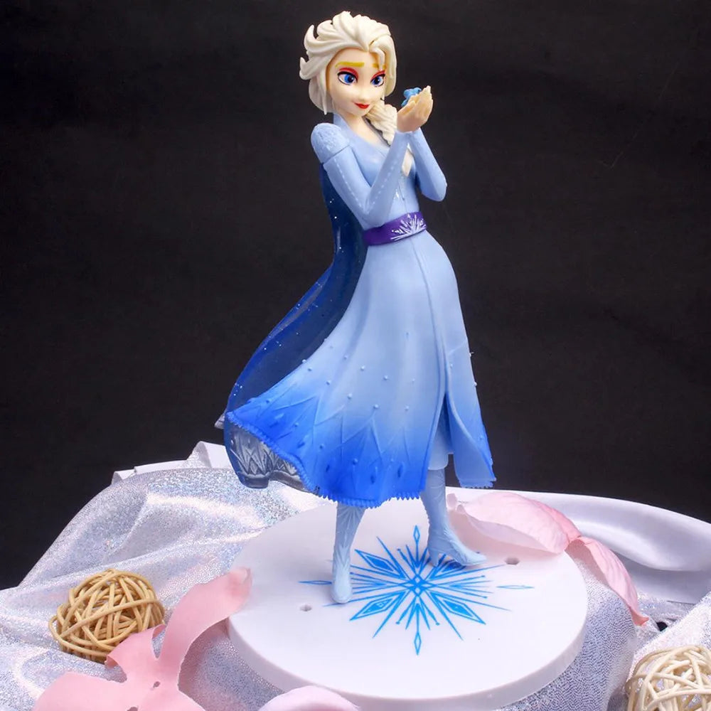 Disney Frozen 2 Snow Queen Elsa princess  PVC Action Figures holding fire dragon in hand Anime Dolls Toys For kid chrismas Gift