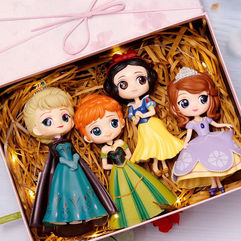 HOT 20+ Style Princess Q Posket Princess Snow Elsa & Anna clown PVC Anime Dolls Figures Collectible Model Kid Toys Gift
