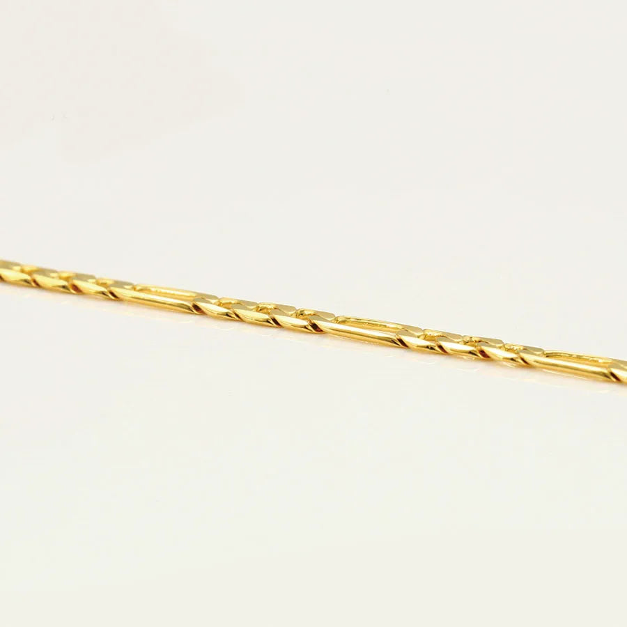 XP Jewelry --( 50 60 cm x 4 mm ) Slim Long Figaro Chain 3:1 Men 24 k Pure Gold Color Fashion European Style