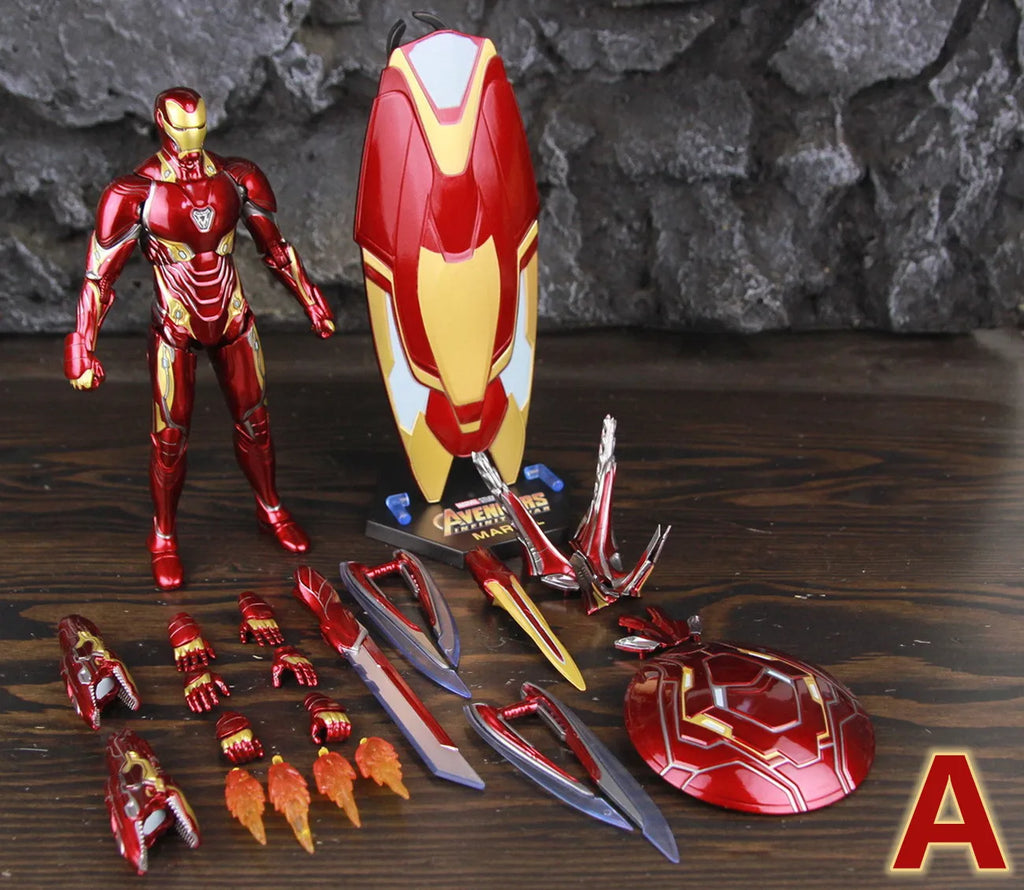 ZD Toys Deluxe Ironman Mark L 50 MK50 Nano Armor Weapons 7" Action Figure LED Light Platform Tony Stark Infinity War Model Doll